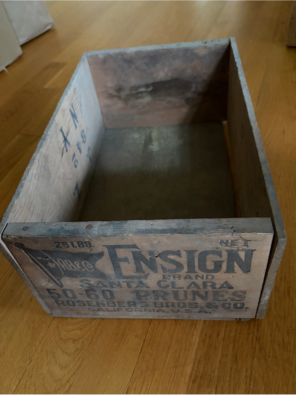 Vintage Wood Box Ensign Santa Clara Prunes, Rosenberg Bros., California 10 x 15
